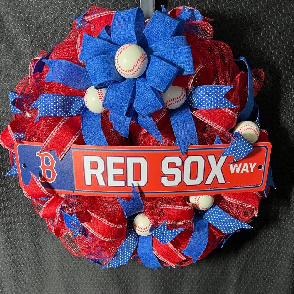 Red Sox Way Deco Mesh Wreath